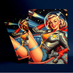 Astronaut Pin-up Postcard