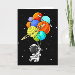 Astronaut Planet Balloons Solar-system Space Kids  Card
