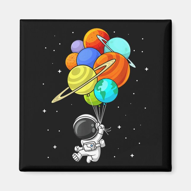 Astronaut Planet Balloons Solar-system Space Kids  Magnet (Front)