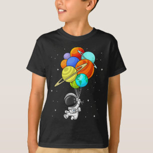 Astronaut Planet Balloons Solar-system Space Kids  T-Shirt