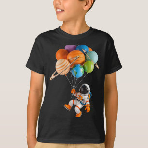 Astronaut Planet Balloons Solar-system Space Kids T-Shirt