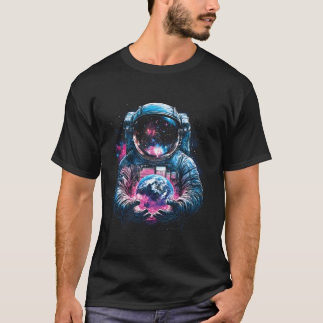 Astronaut Planet Earth Outer Space Galaxy Universe T-Shirt (Front)