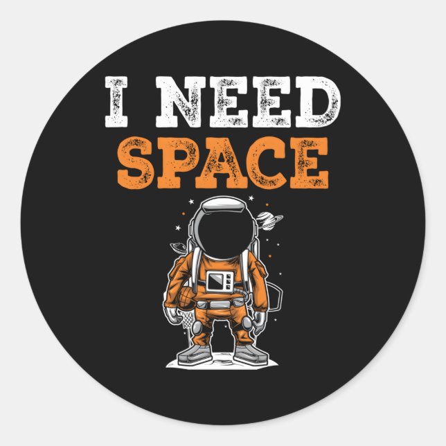 Astronaut Planet Spaceship Galaxy Cosmonaut Classic Round Sticker (Front)