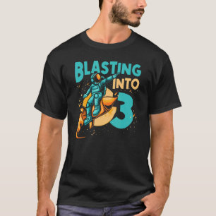 Astronaut  Planet Spaceship Happy 3rd Birthday T-Shirt