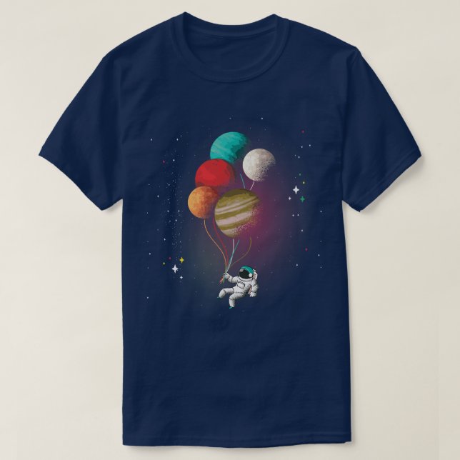 Astronaut Planets Balloons Space Astronomy Univers T-Shirt (Design Front)