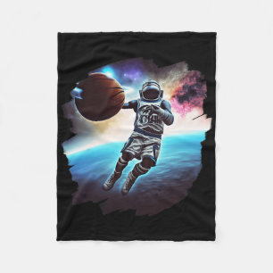 Astronaut Playing Bysketbyll Fun Astronaut Outer S Fleece Blanket