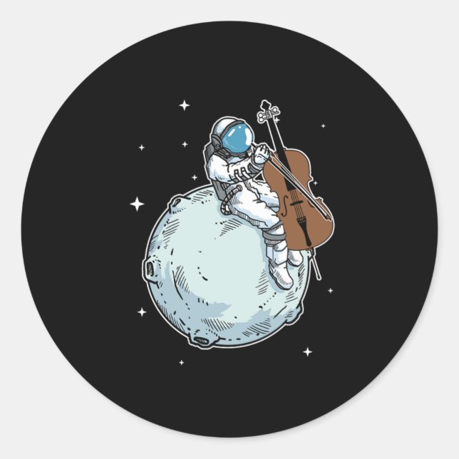 Astronaut Playing Cello Music Cello Lover Gift Classic Round Sticker (Front)