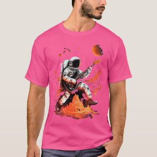 Astronaut Playing Electric Guitar In Space T-Shirt
