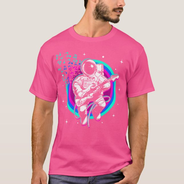 Astronaut Playing Electric Guitar In Space. T-Shirt (Front)