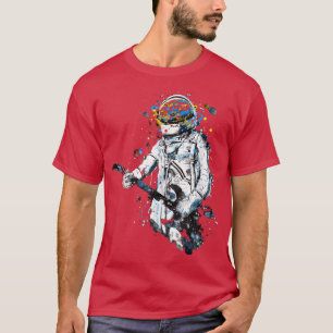 Astronaut Playing Guitar in Space Suit Graphic T-Shirt