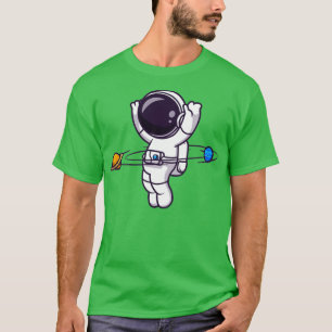 Astronaut Playing Planet Ball Cartoon T-Shirt