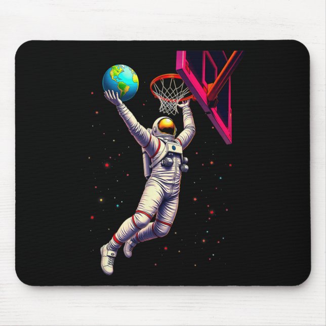 Astronaut Playing Sketll Planets Outer Space  Mouse Pad (Front)