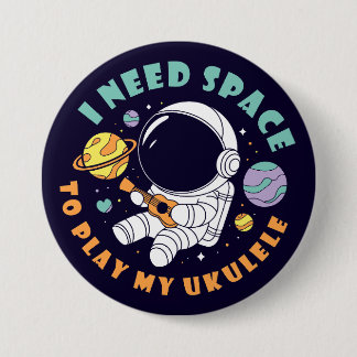 Astronaut Playing Ukulele in Space 7.5 Cm Round Badge