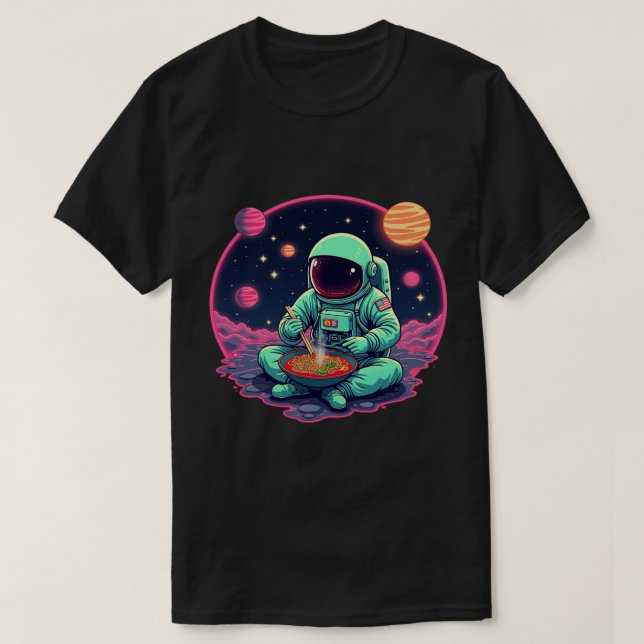 "Astronaut Ramen Noodle  – Fun Space Graphic T-Shirt (Design Front)