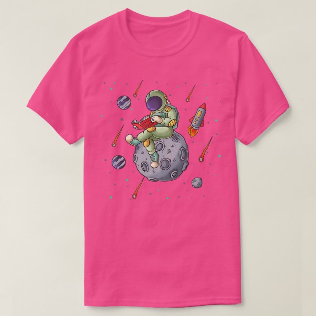 Astronaut Reading a Book in Space  T-Shirt (Design Front)
