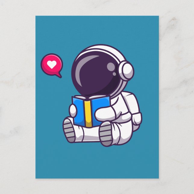 Astronaut reading book cute kids postcard (Front)