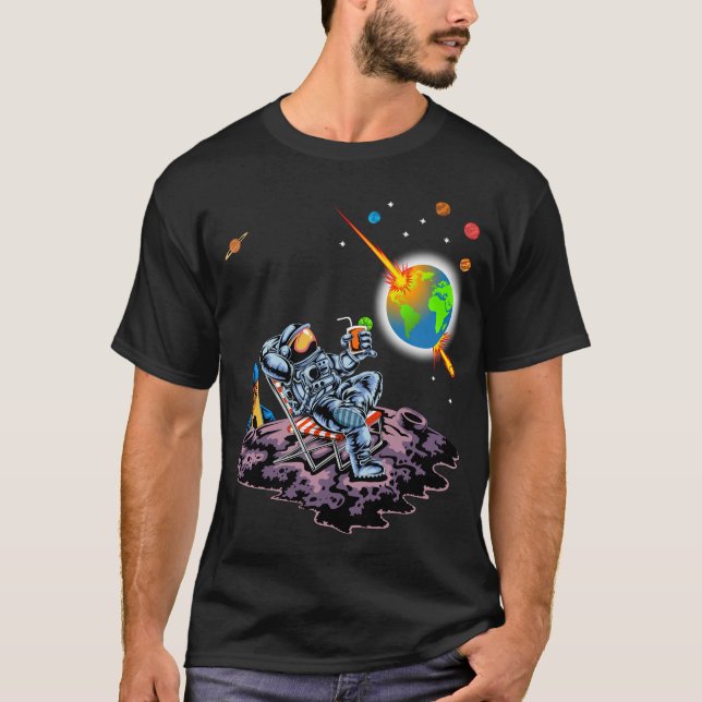 Astronaut relax on moon T-Shirt (Front)