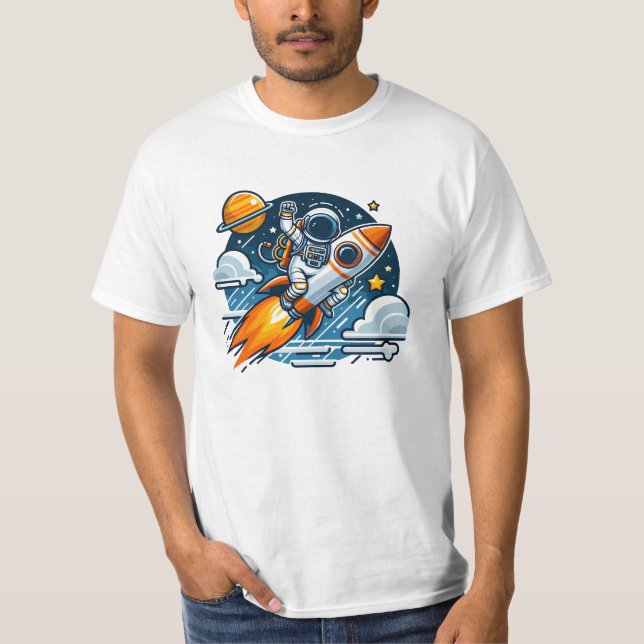 astronaut ride the rocket T-Shirt (Front)