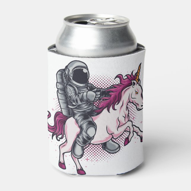 Astronaut riding a pink Unicorn T-shirt  Hat Can Cooler (Can Front)