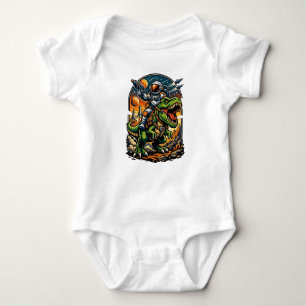 Astronaut Riding a T-Rex – Epic Space Dinosaur Baby Bodysuit