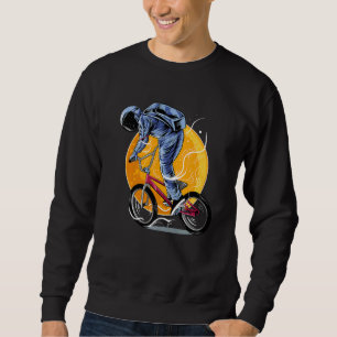 Astronaut Riding Bmx Moon Space Boys Girls Kids As Sweatshirt