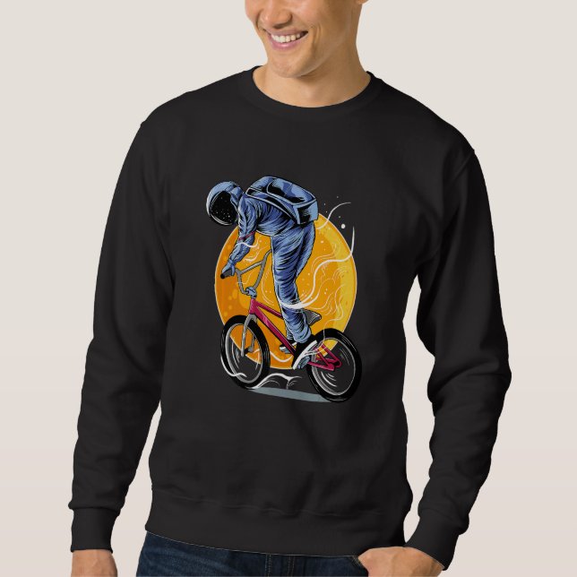 Astronaut Riding Bmx Moon Space Boys Girls Kids As Sweatshirt (Front)