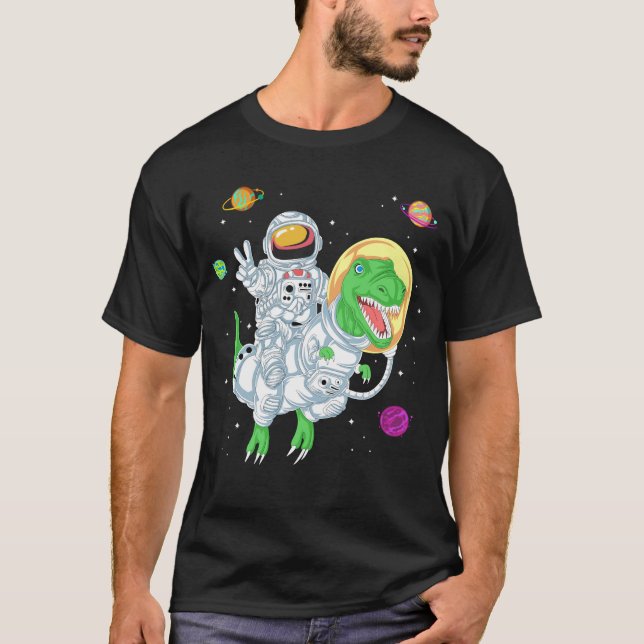 astronaut riding dinosaur T-Shirt (Front)