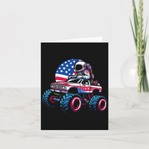 Astronaut Riding Monster Truck 4th Of July Card