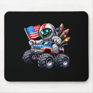 Astronaut Riding Monster Truck 4th Of July Mouse Pad