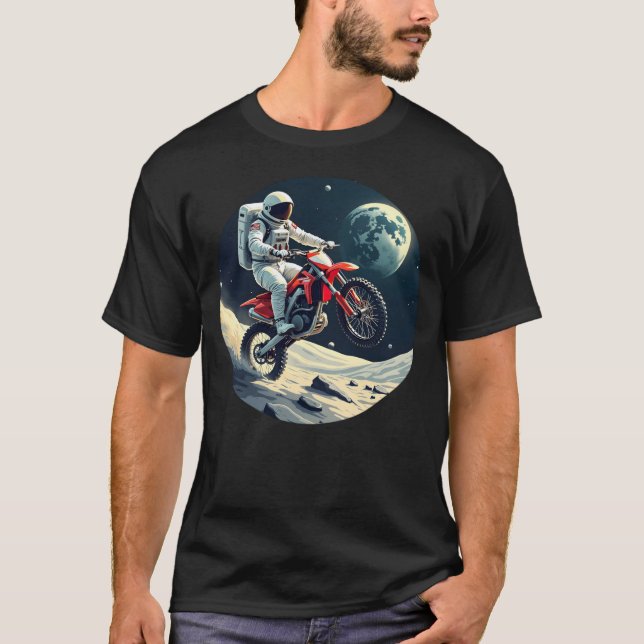 Astronaut Riding Motocross on the Moon T-Shirt (Front)