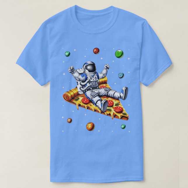 Astronaut Riding Pizza Slice T-Shirt (Design Front)