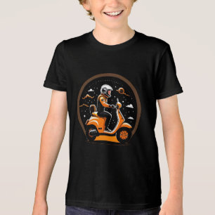 Astronaut Riding Stylish Scooter Tri-Blend Shirt