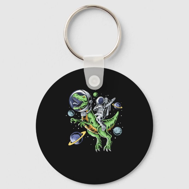 Astronaut Riding T-Rex Dinosaur Astro T-Rex Space Key Ring (Front)