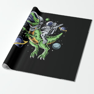 Astronaut Riding T-Rex Dinosaur Astro T-Rex Space Wrapping Paper