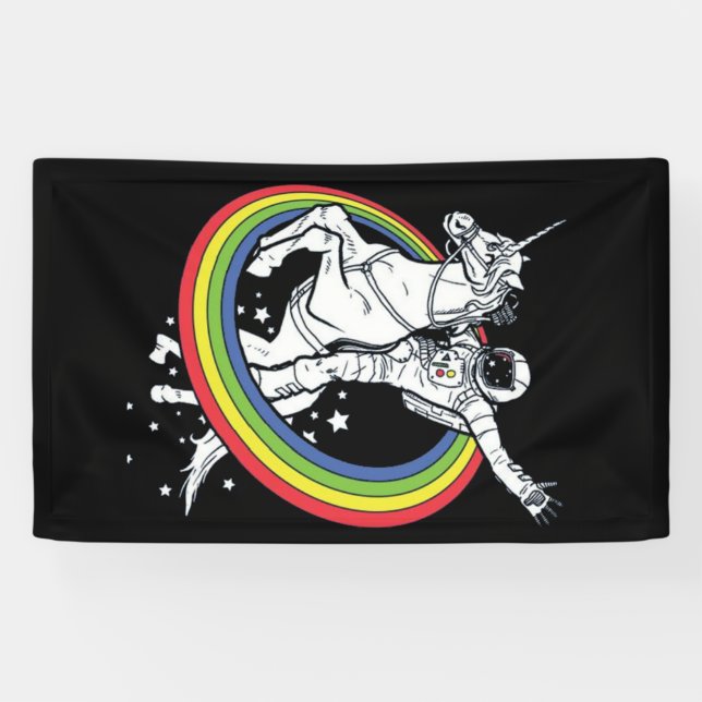 Astronaut Riding Unicorn  Banner (Horizontal)