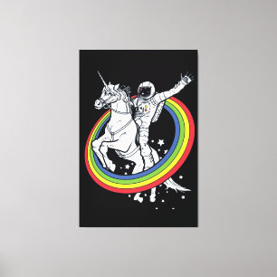 Astronaut Riding Unicorn Canvas Print