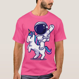 Astronaut Riding Unicorn Cartoon T-Shirt