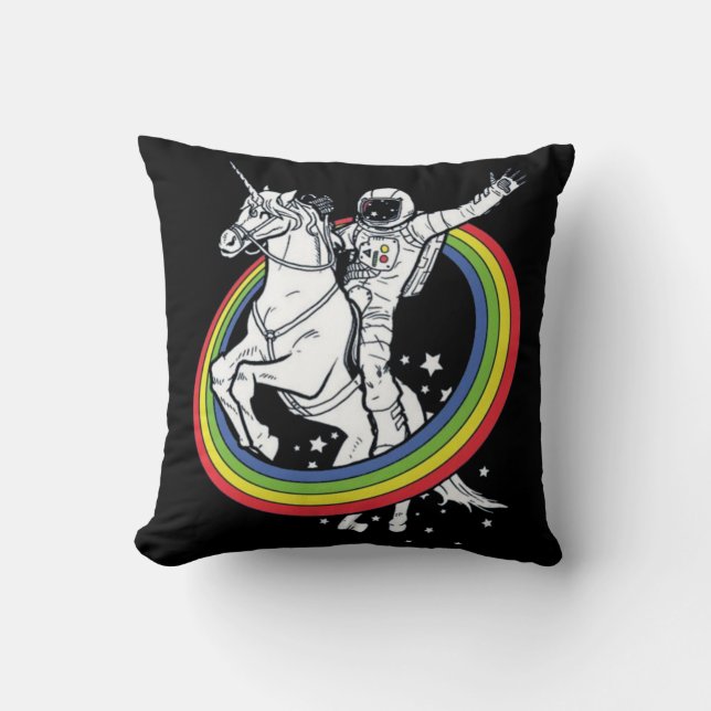 Astronaut Riding Unicorn  Cushion (Front)