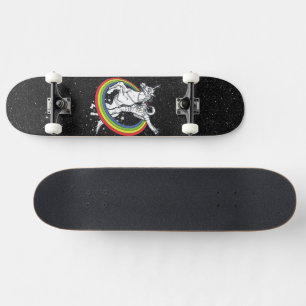 Astronaut Riding Unicorn Skateboard