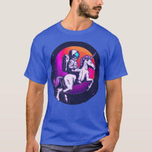 Astronaut riding Unicorn Space Retro Colours Synth T-Shirt