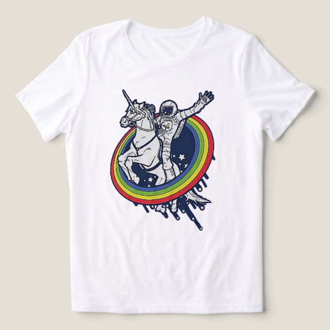 Astronaut Riding Unicorn  Tri-Blend Shirt (Design Front)