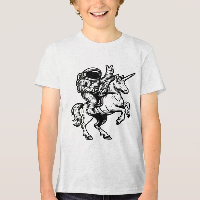 Astronaut Riding Unicorn  Tri-Blend Shirt (Front)