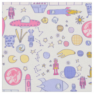astronaut robot alien rocket ufo sci-fi spaceship fabric