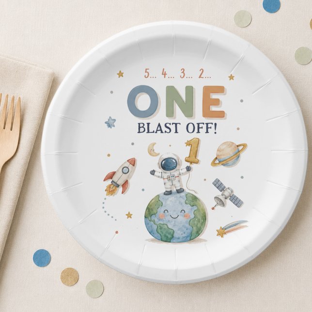 Astronaut Rocket Blast Off Paper Plate (Creator Uploaded)