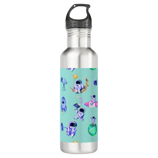 Astronaut rocket earth space 710 ml water bottle (Front)