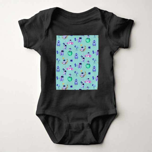 Astronaut rocket earth space baby bodysuit (Front)