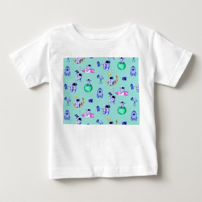 Astronaut rocket earth space baby T-Shirt (Front)