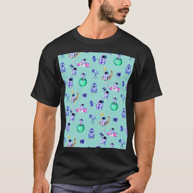 Astronaut rocket earth space T-Shirt (Front)