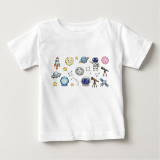 astronaut rocket kids drawing crayon colour penci baby T-Shirt