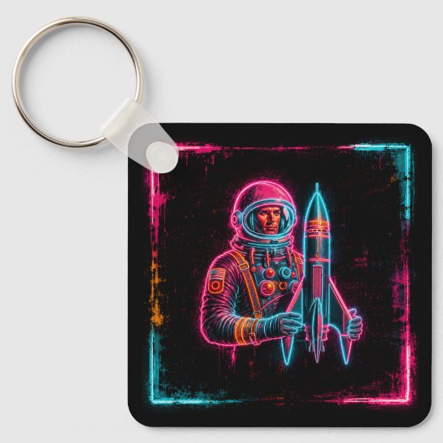 Astronaut Rocket Man Art Key Ring (Front)